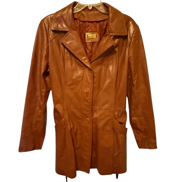 Vintage Jackets & Blazers - Vintage Leather Belted Jacket as is